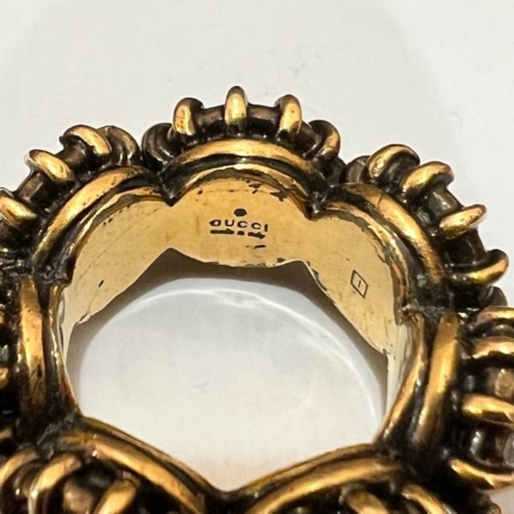 Gucci Aged Gold Tiger Head Multicolor Stones Infinity Stones Thanos Ring - Picture 8 of 15